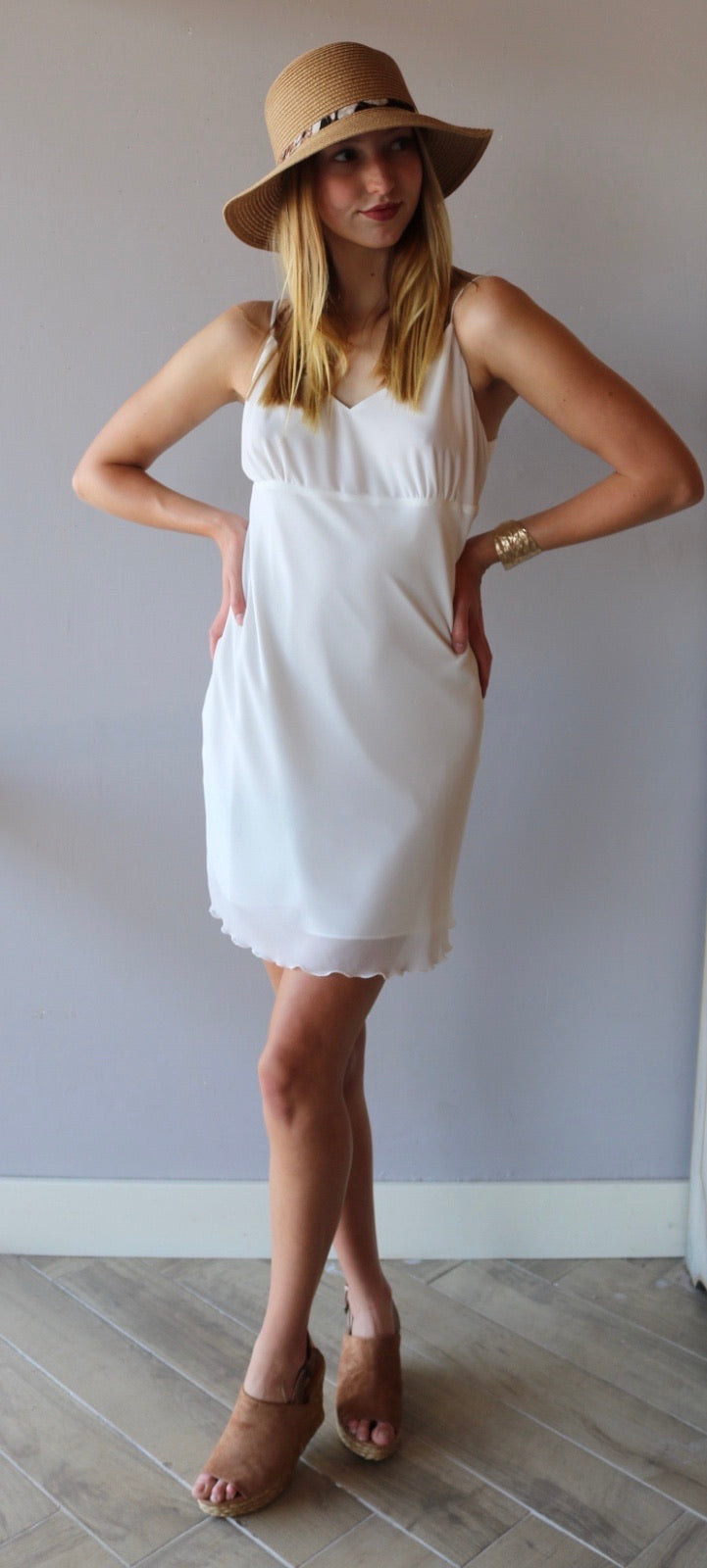 Naked Zebra HOLD ON LettuceHem Chiffon Cami Slip Dress