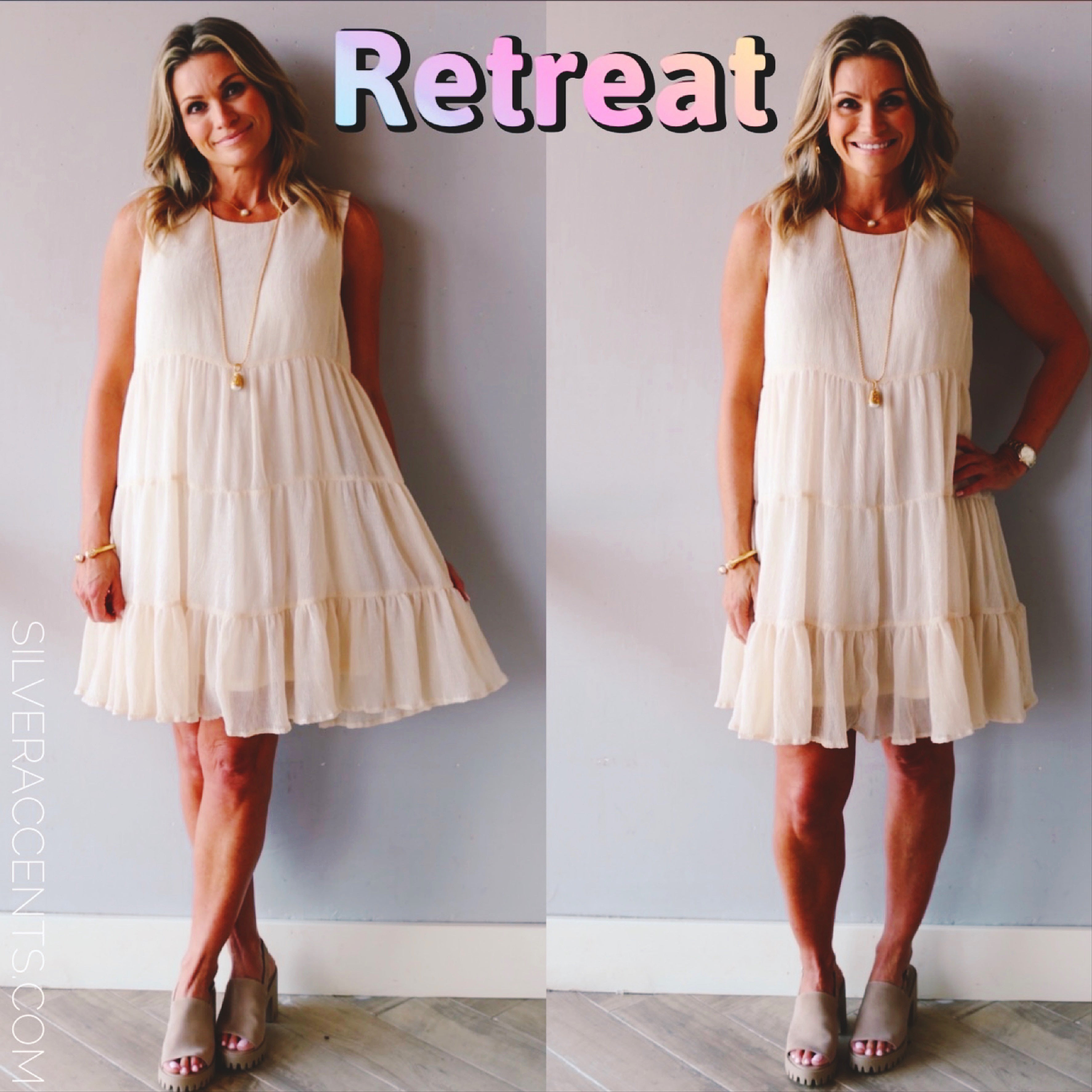 RETREAT Tiered Babydoll Textured Dress