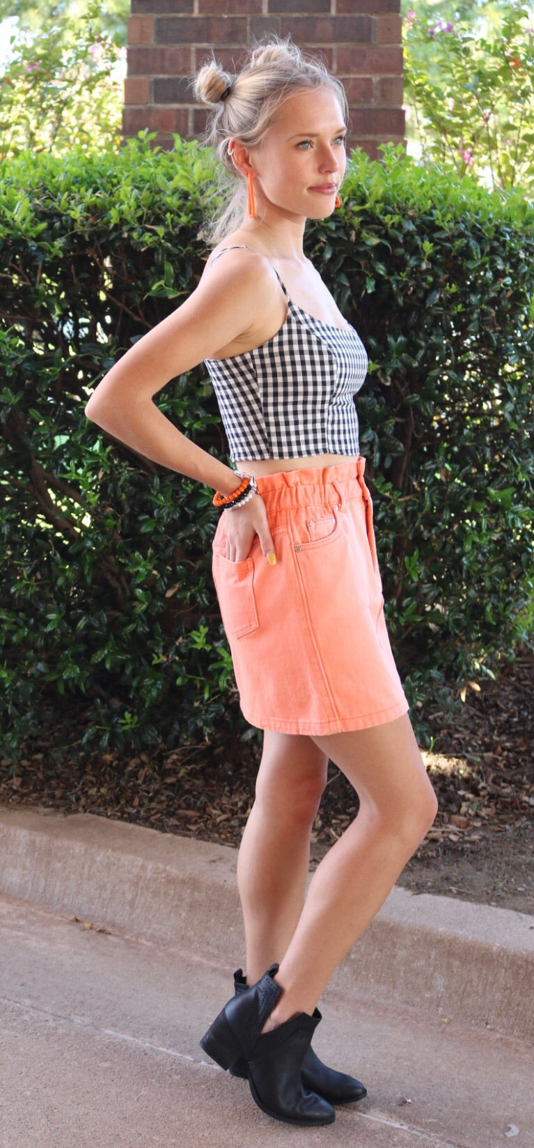 RANK Gingham Plaid Woven Crop Top