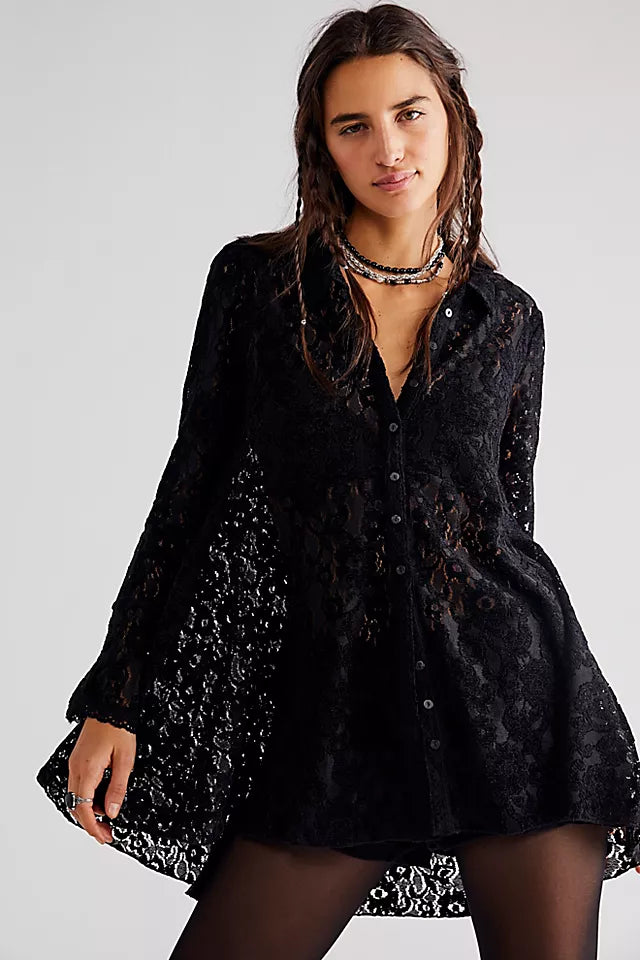 FREE PEOPLE Lace HEATHER SwingHem Tunic