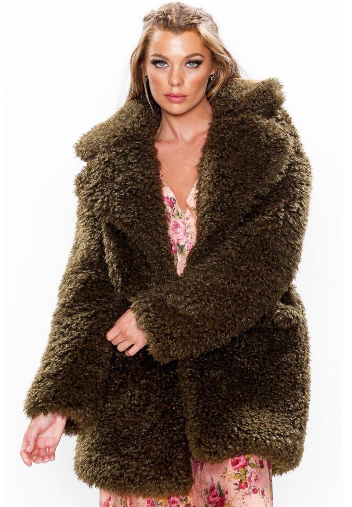 ARATTA Vintage Army FAYRE Faux Fur Coat Jacket