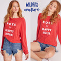 WILDFOX COUTURE Scarlet VOTE FOR HAPPY HOUR Baggy Beach Pullover Top