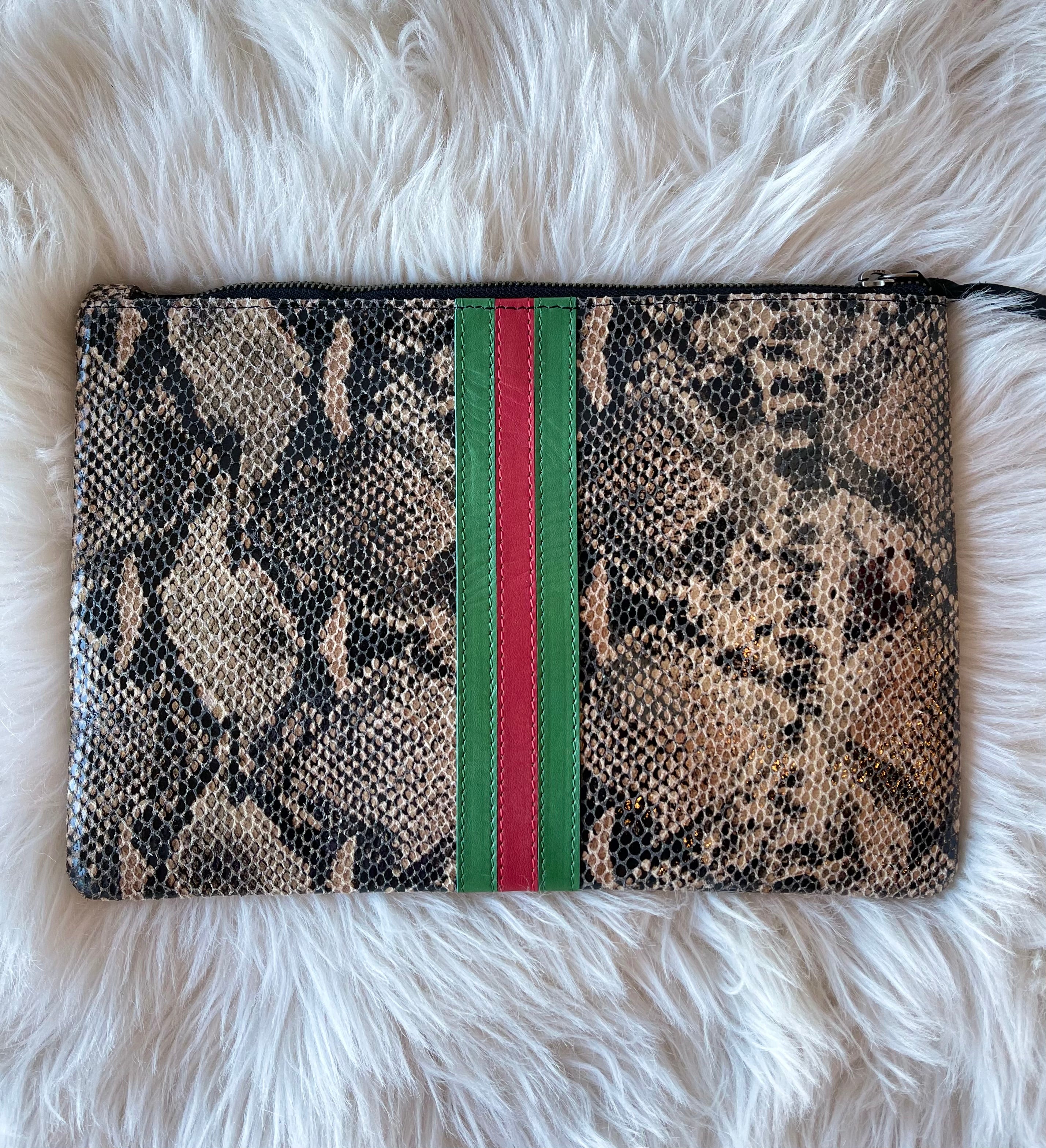 PARKER & HYDE Cowhide Stripe Clutch Bag