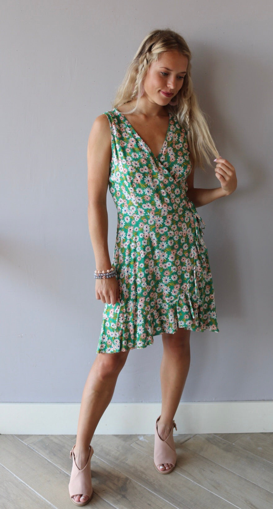 LUSH Floral WHIMSY RuffleWrap TieWaist Woven Dress