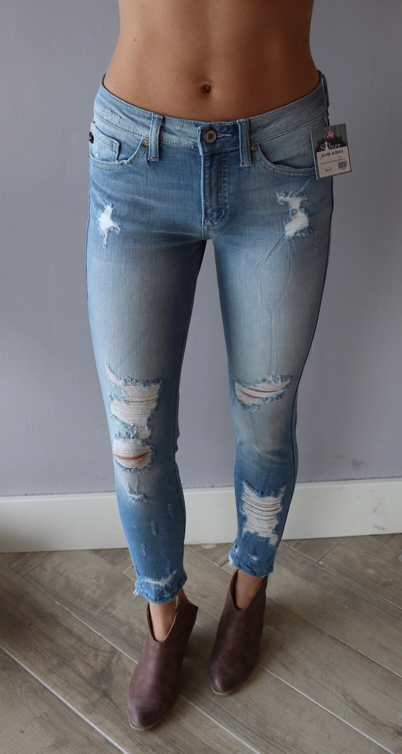 LEGACY Midrise Open Destructed Ankle Skinny Jean