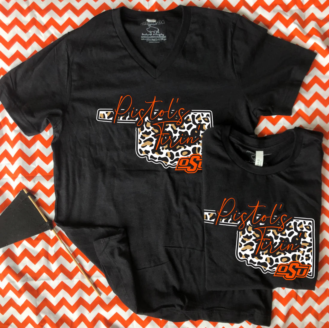 CALAMITY JANE’S Leopard OKLAHOMA STATE VNeck Tee
