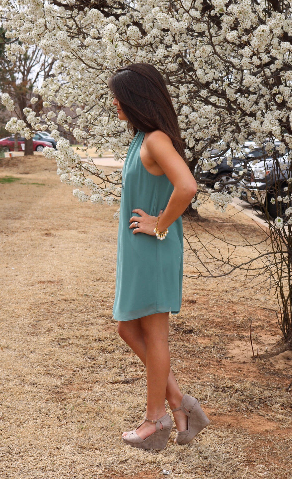 NEVERENDING Braided MockNeck Chiffon Tank Dress