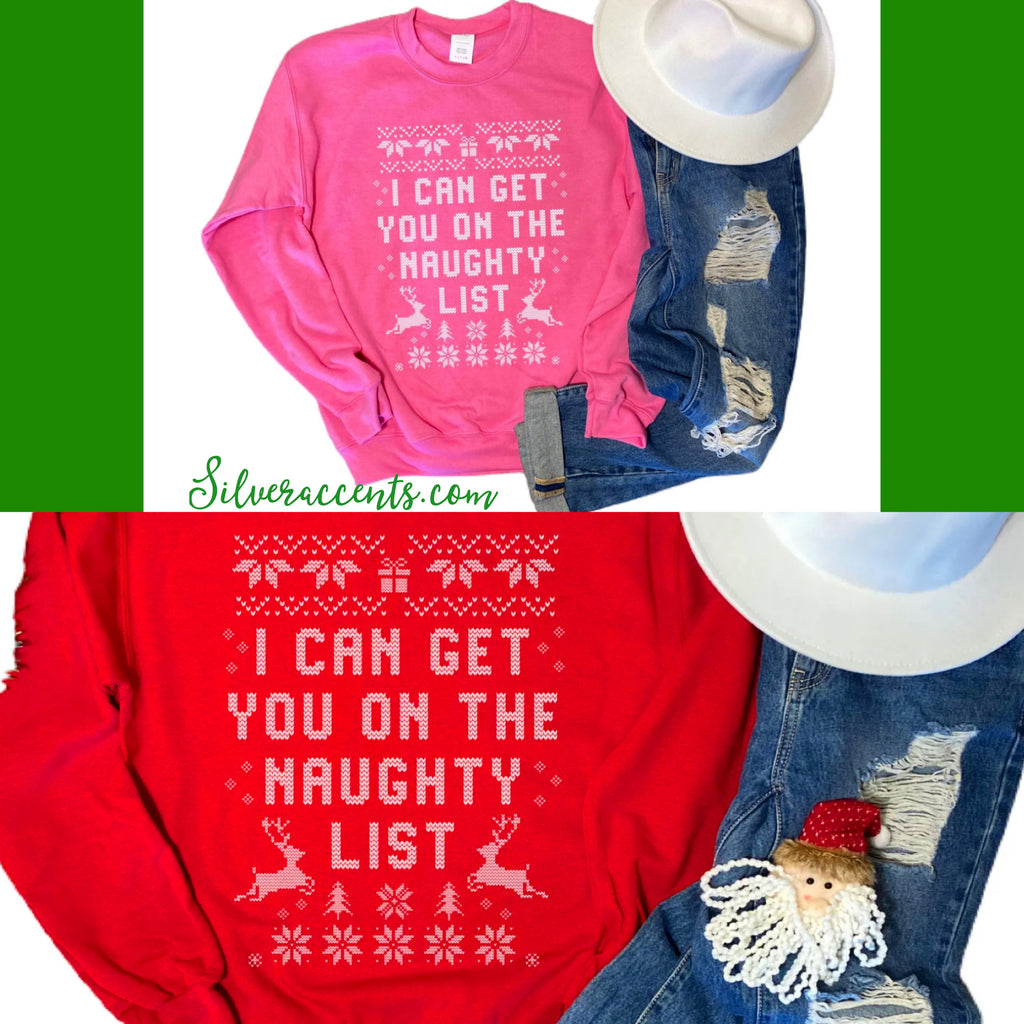 MH Fair Isle NAUGHTY LIST Ugly Sweater SweatShirt Top