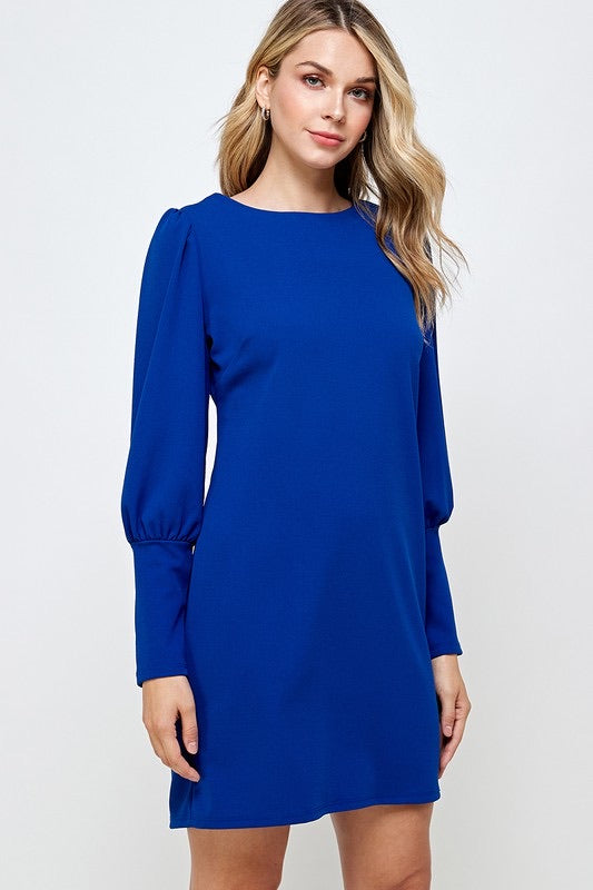 NISSA PuffSleeve Crepe Shift Dress