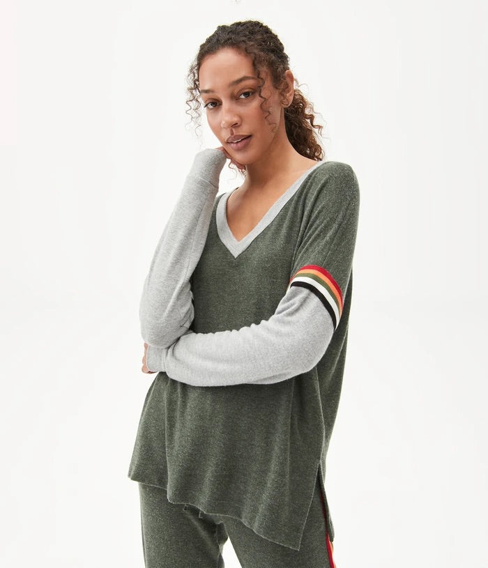 MICHAEL STARS JOVY Pullover with Stripe Trim