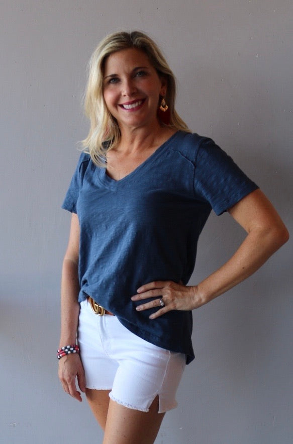 BOBI V-Neck BECK Slub Jersey HiLo Top