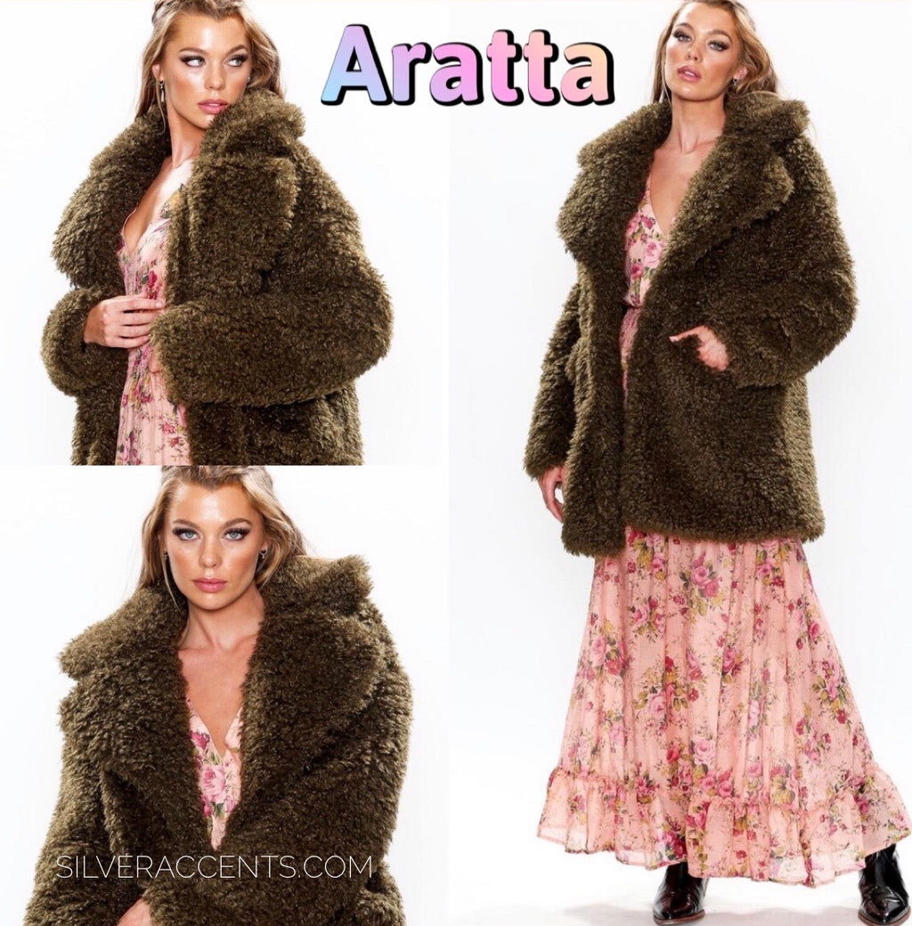 ARATTA Vintage Army FAYRE Faux Fur Coat Jacket