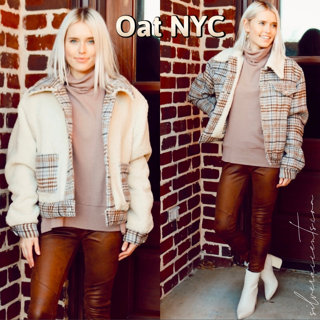 OAT Reversible LEGIT Plaid/Sherpa Trucker Jacket
