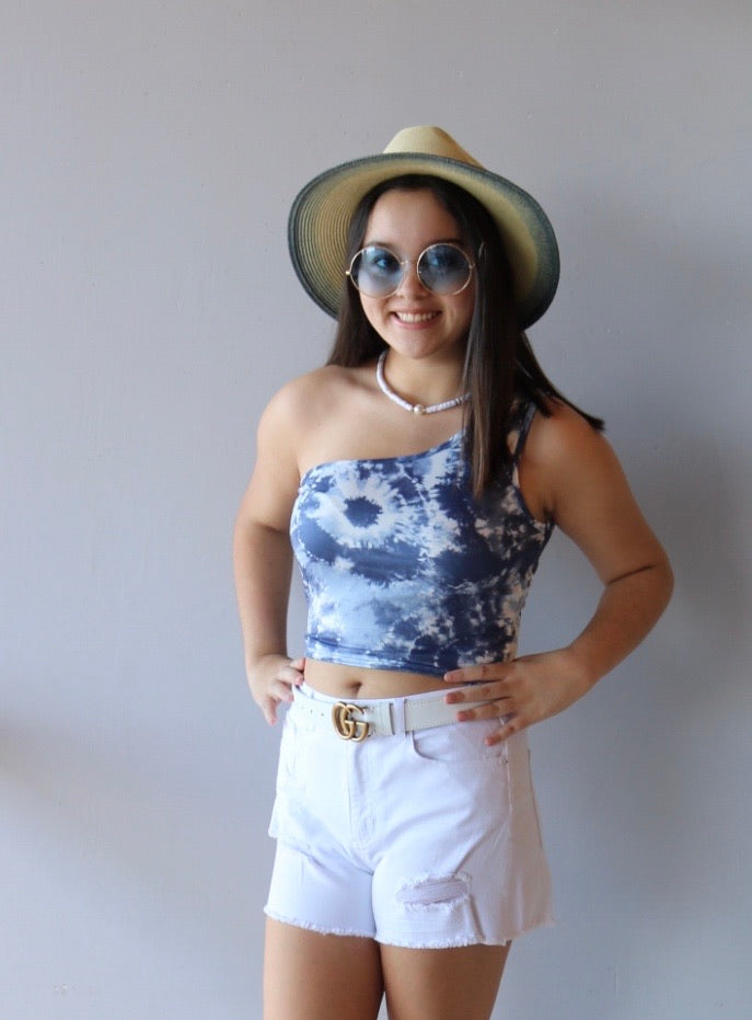 Peach Love California EXPRESSIONS OneShoulder Knit Tank Top