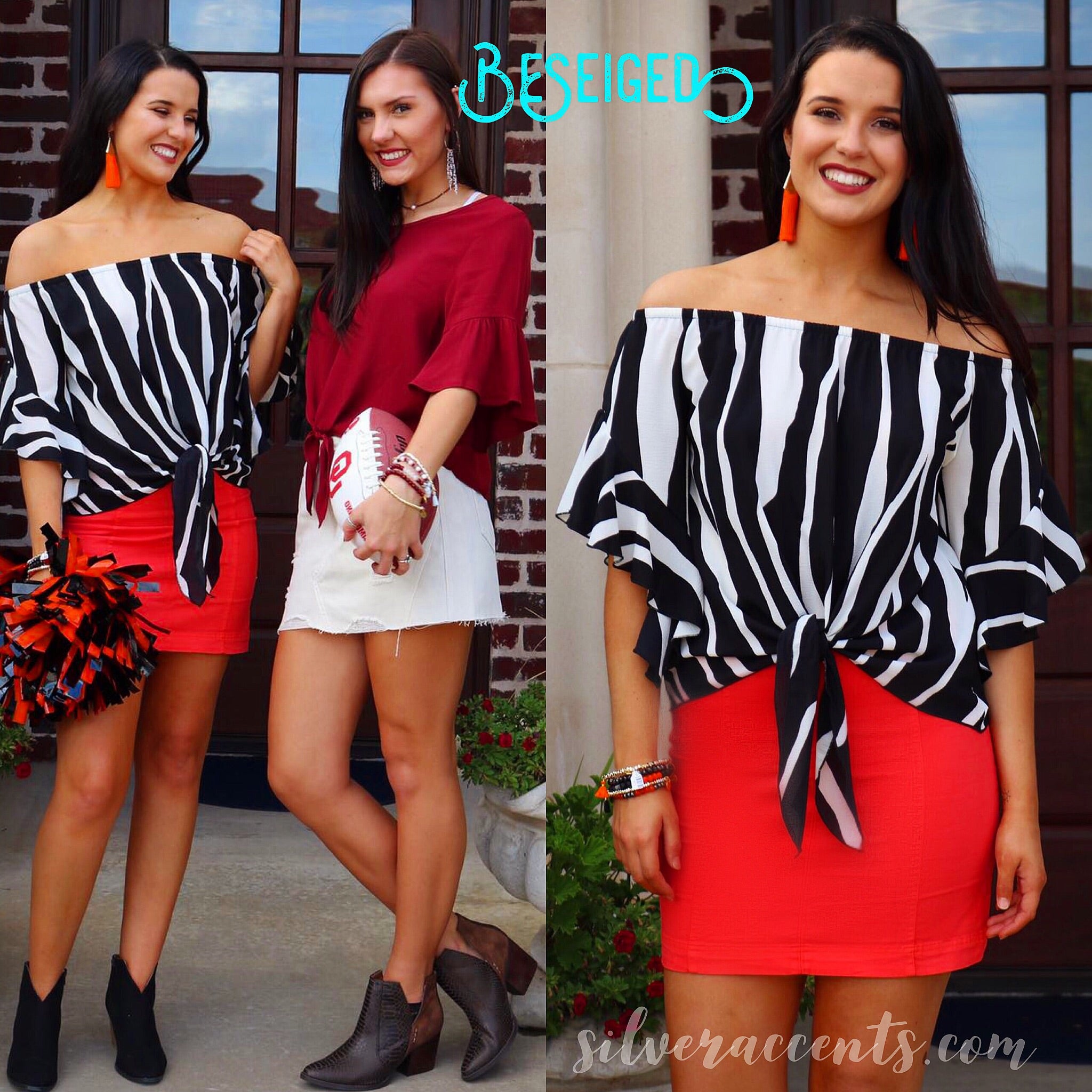 BESEIGED Print OffShoulder Ruffled Sleeve TieBottom Chiffon Top