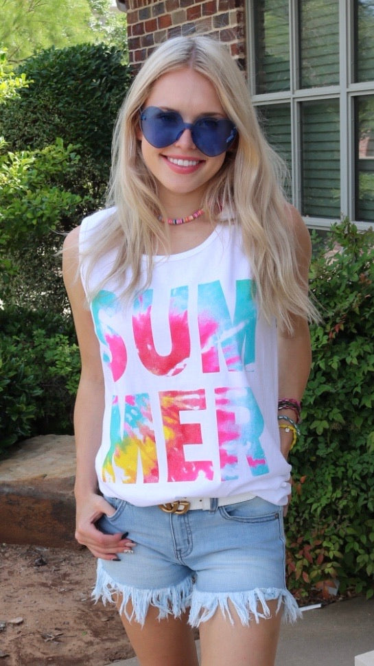 TTT SUMMER Tie~Dye Logo Comfort Colors Tank Top