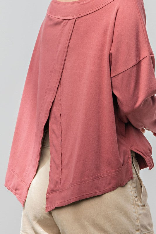 MASTERPIECE Boatneck Flyback Banded Top