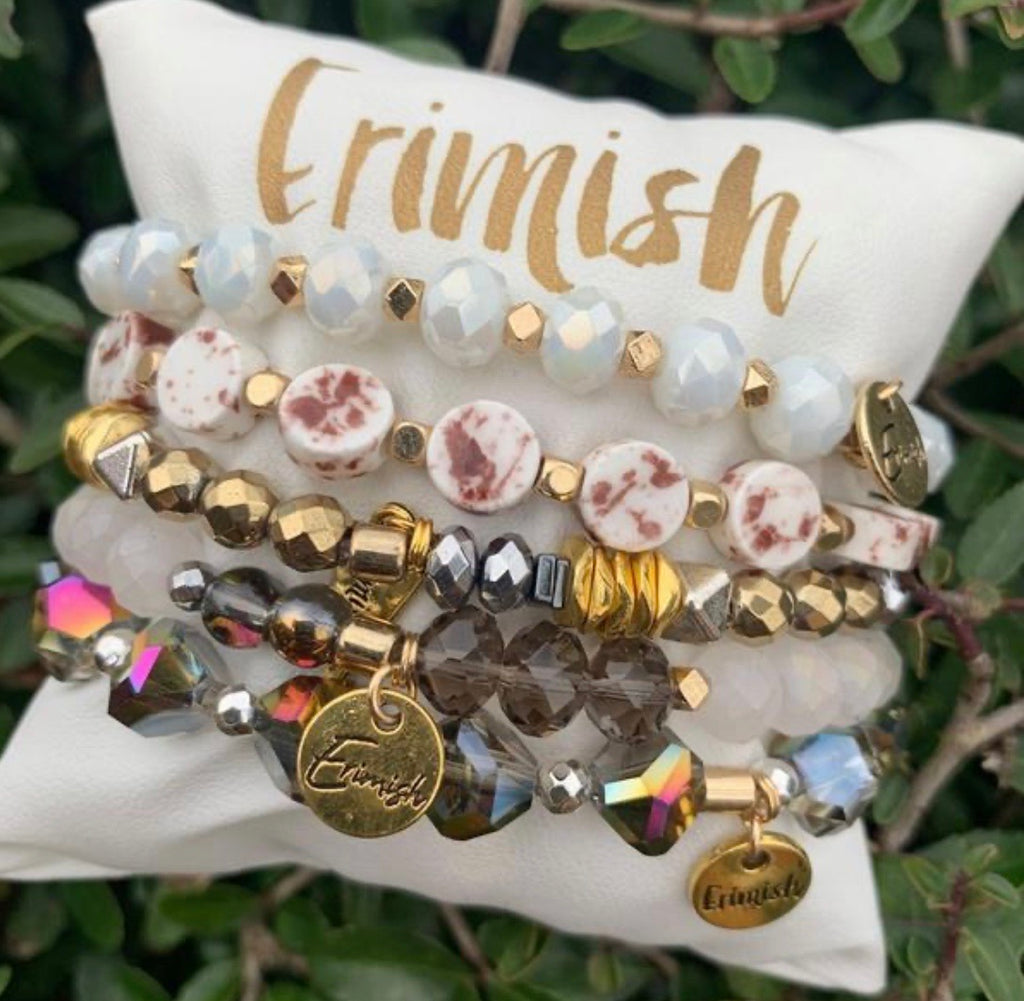 ERIMISH 5pc Beaded HONEY Bracelet Set