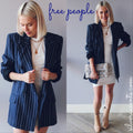 FREE PEOPLE Navy Combo ASHBY Pinstripe Blazer Jacket