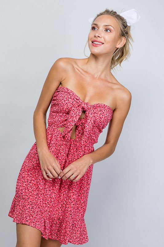 EARLY LIGHT StarPrint Strapless TieFront Dress