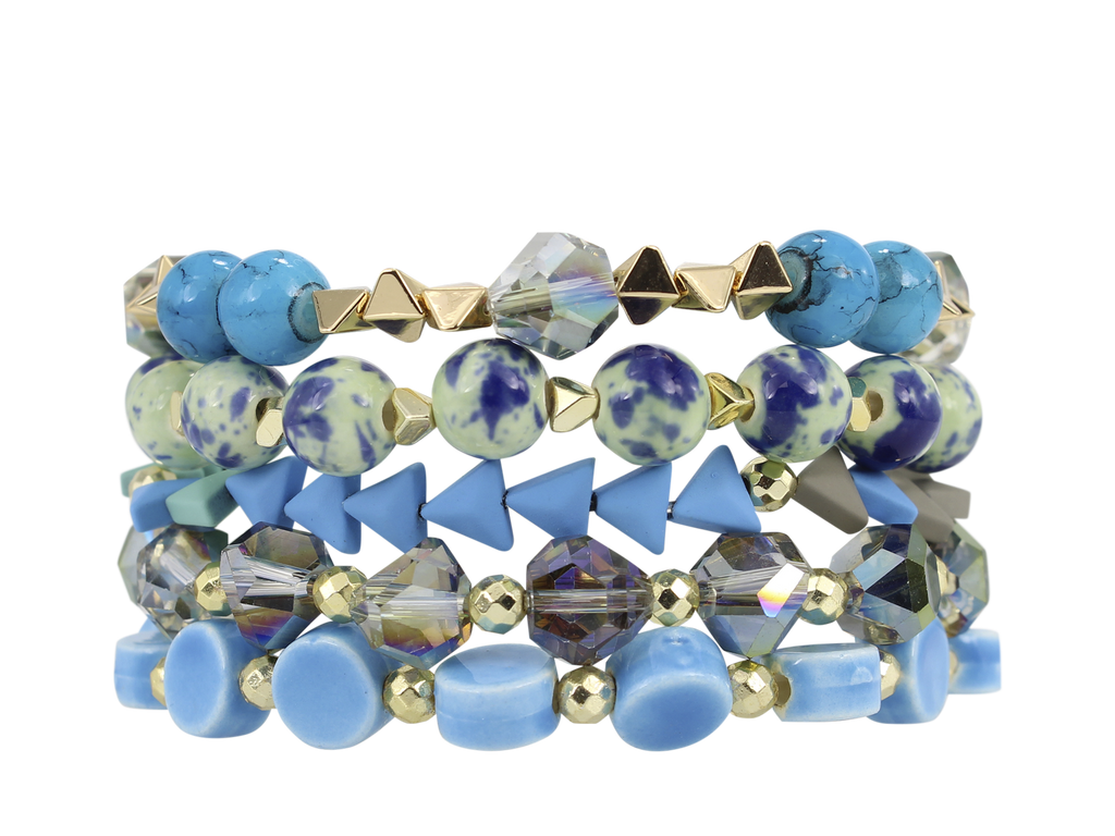 ERIMISH 5pc SEASHELL Stretch Crystal Bracelet Set