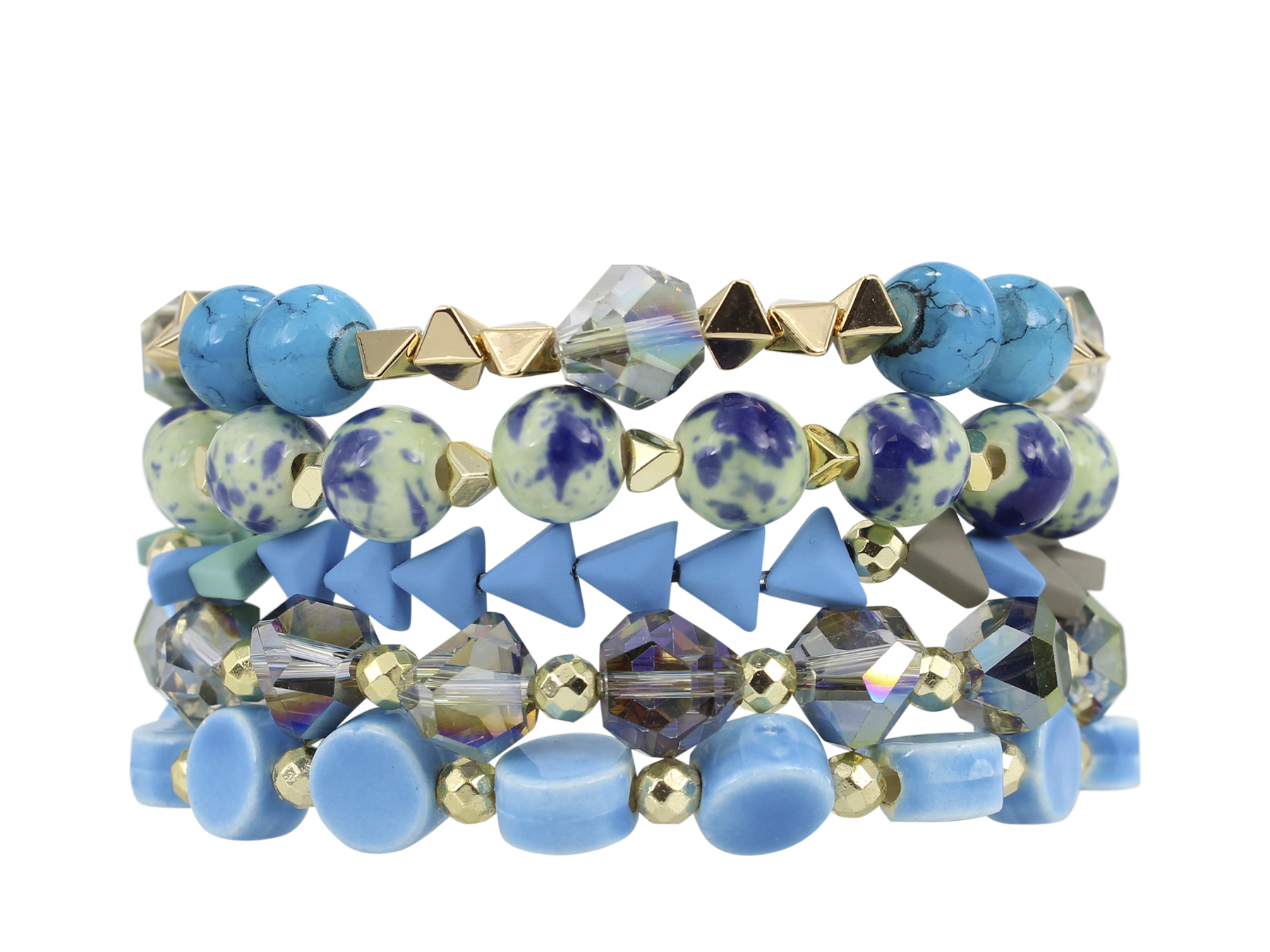 ERIMISH 5pc SEASHELL Stretch Crystal Bracelet Set