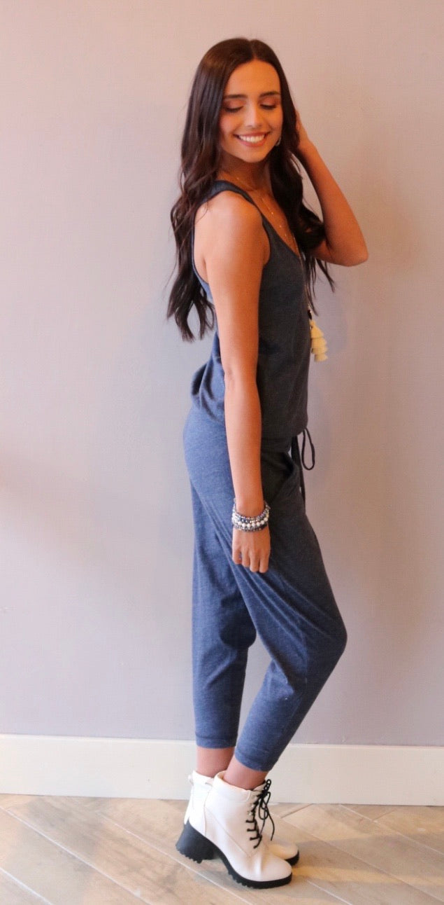 *BOBI Supreme Jersey HEADLINE Racerback Jumpsuit Pant Romper