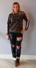 MICHAEL STARS StripeSleeve MACY Camouflage Sweater Top