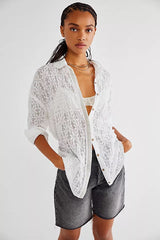 FREE PEOPLE Lace MUST HAVE TUNIC ButtonDown Top