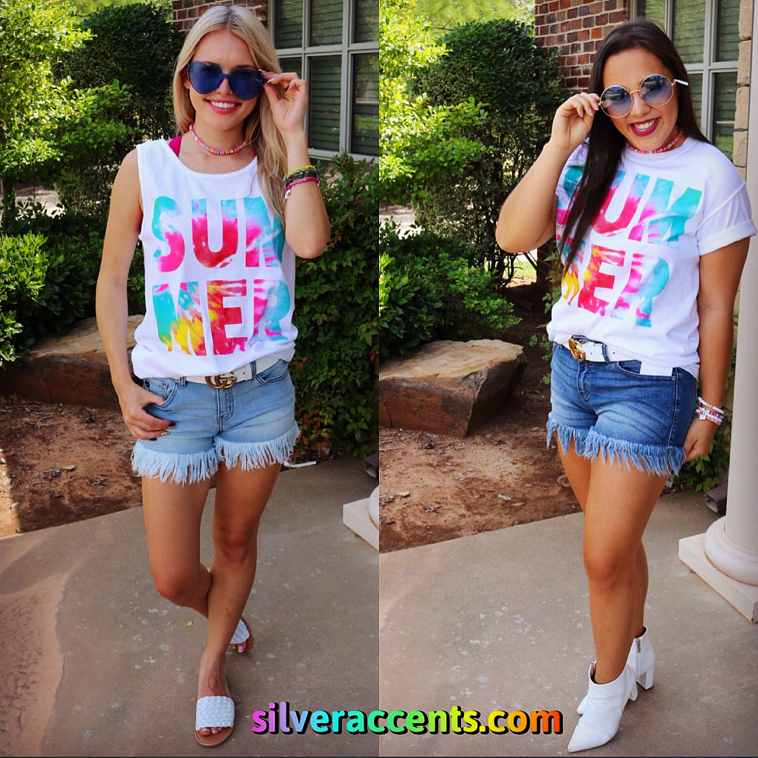 TTT SUMMER Tie~Dye Logo Comfort Colors Tank Top