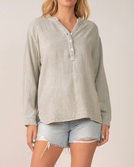 ELAN Gauze TAYLOR Henley Top