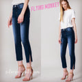 FLYING MONKEY MidRise DARK CASTOR Tux-Stripe SideSlit Jeans