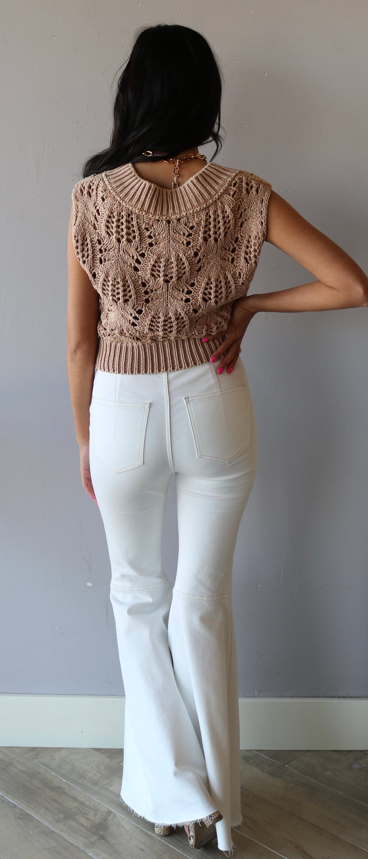 FREE PEOPLE Soft Earth ORCHID Pointelle Knit Vest