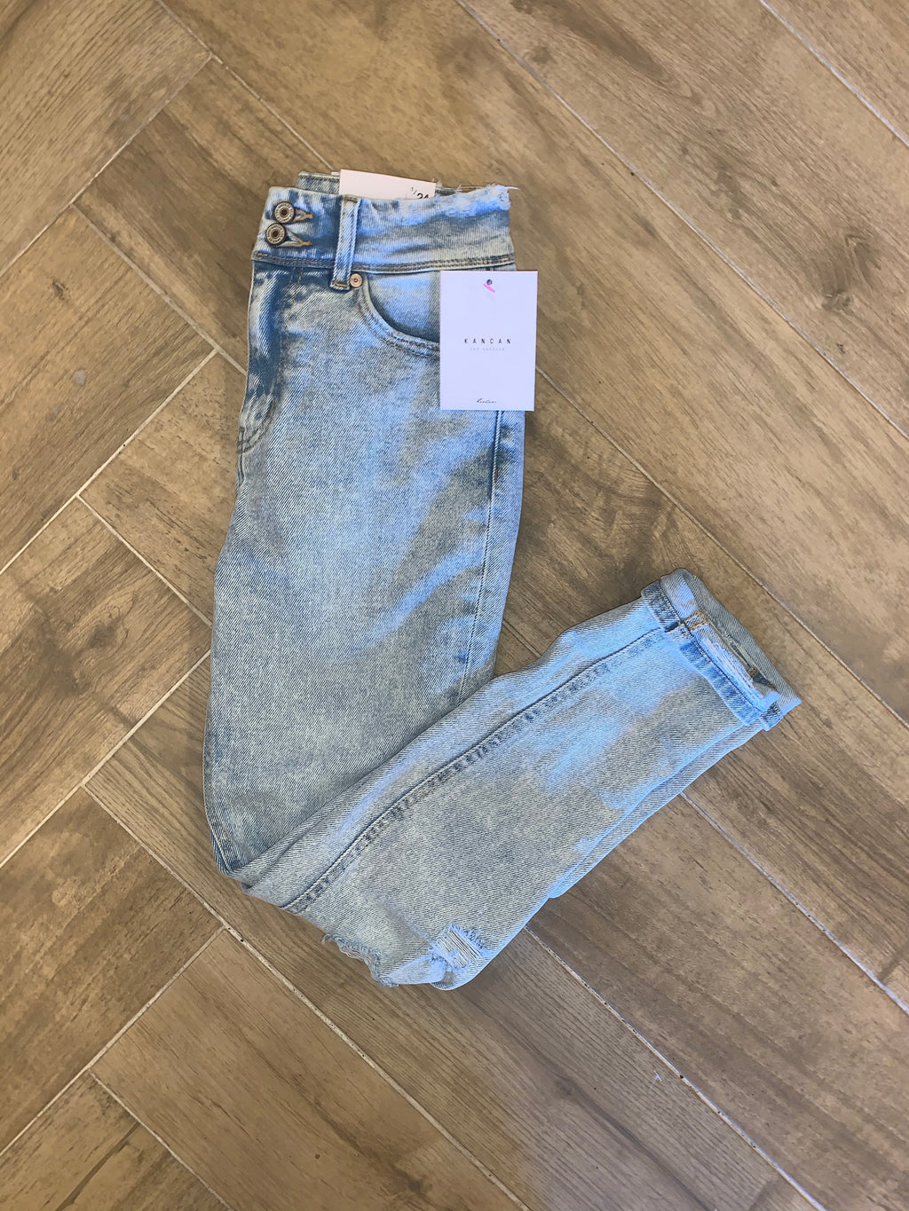 KC IMPRESSIONS HiRise Distressed Lt Blue Jeans