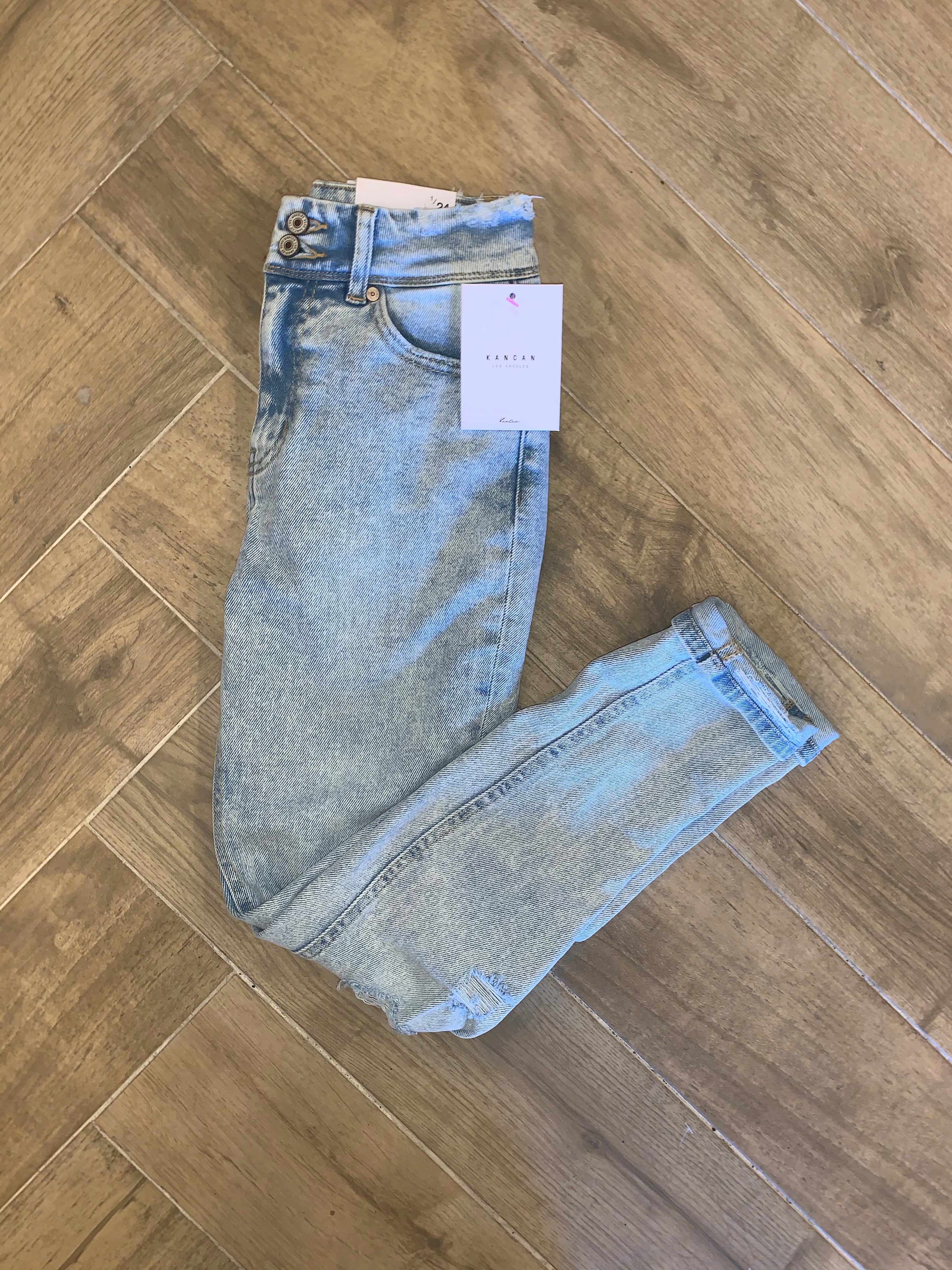 KC IMPRESSIONS HiRise Distressed Lt Blue Jeans