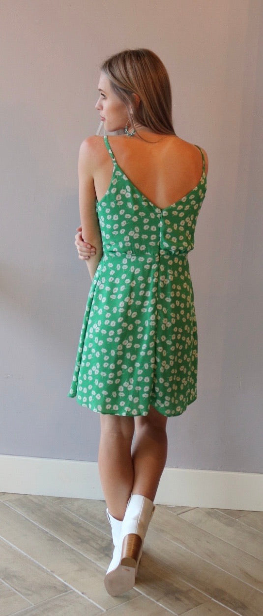 RELIEF Floral Surplice V-Neck Layer Chiffon Dress