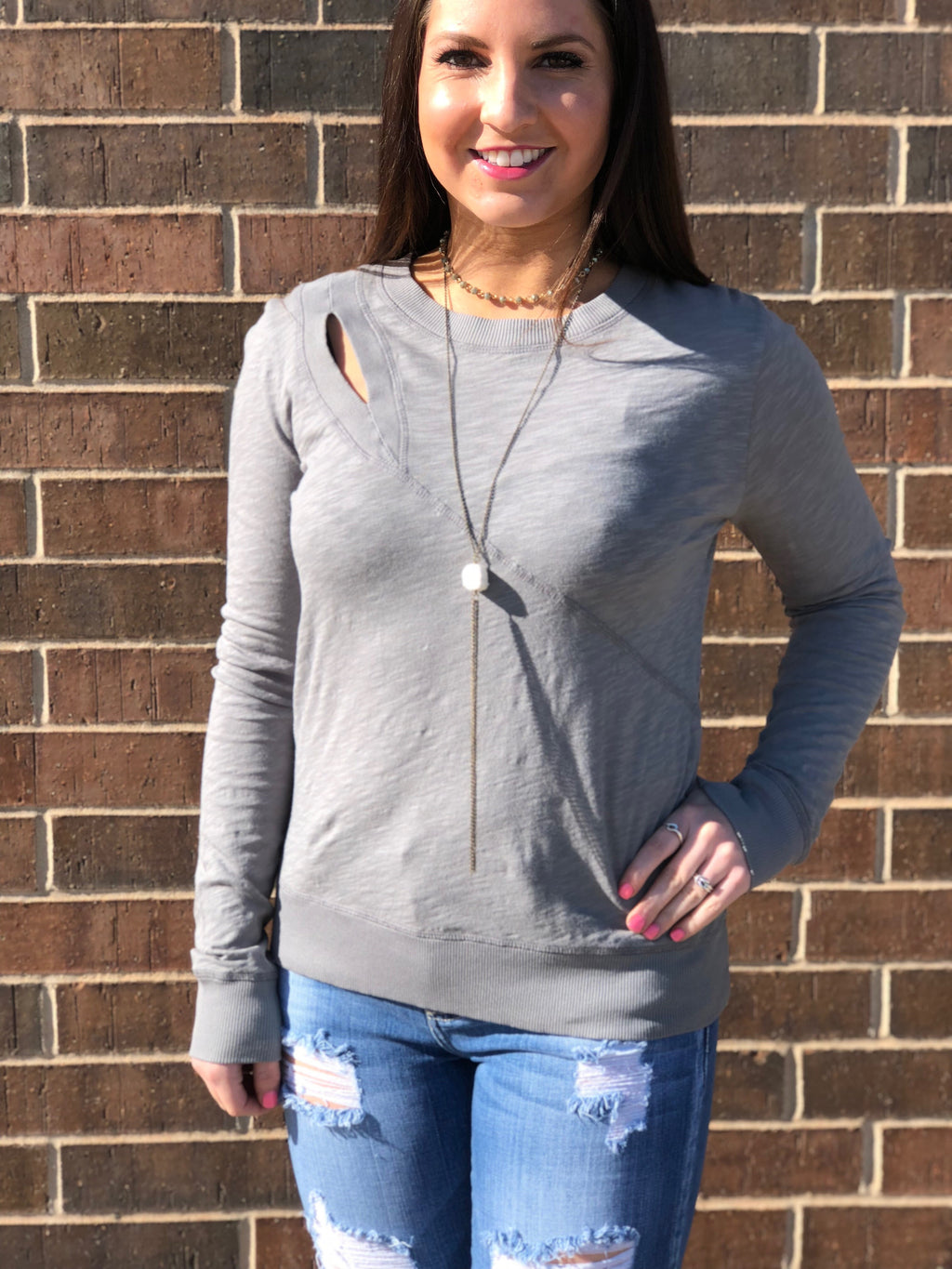 BOBI Slub Jersey VETTED Cutout Pullover Top