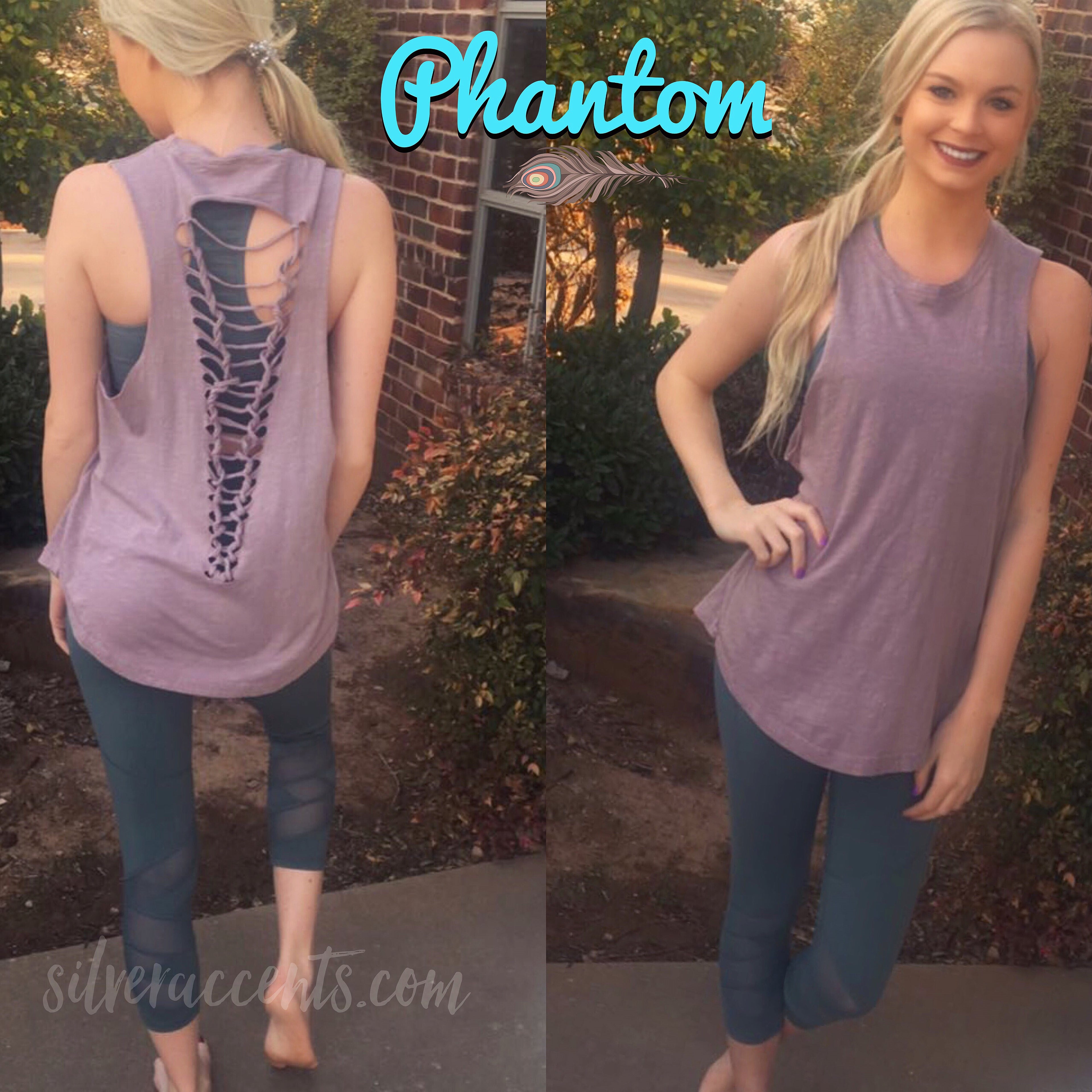 Violet PHANTOM Ladder Cutout Back Slub Jersey Tank Top