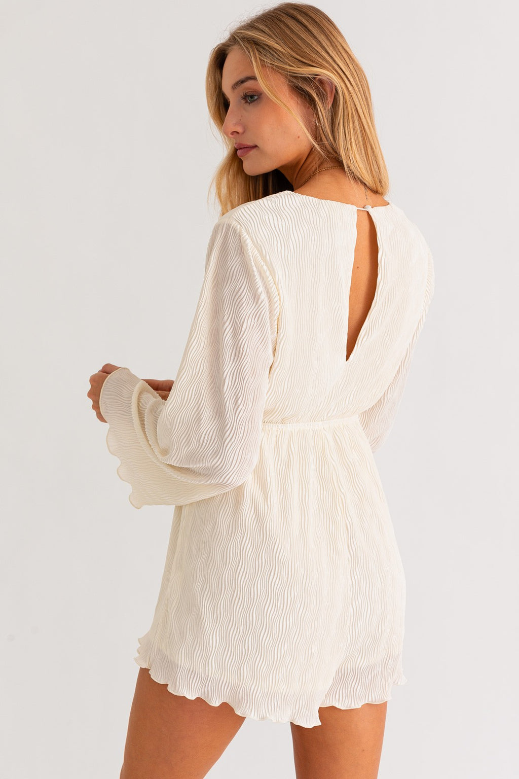 VOW Pleated BellSleeve Romper