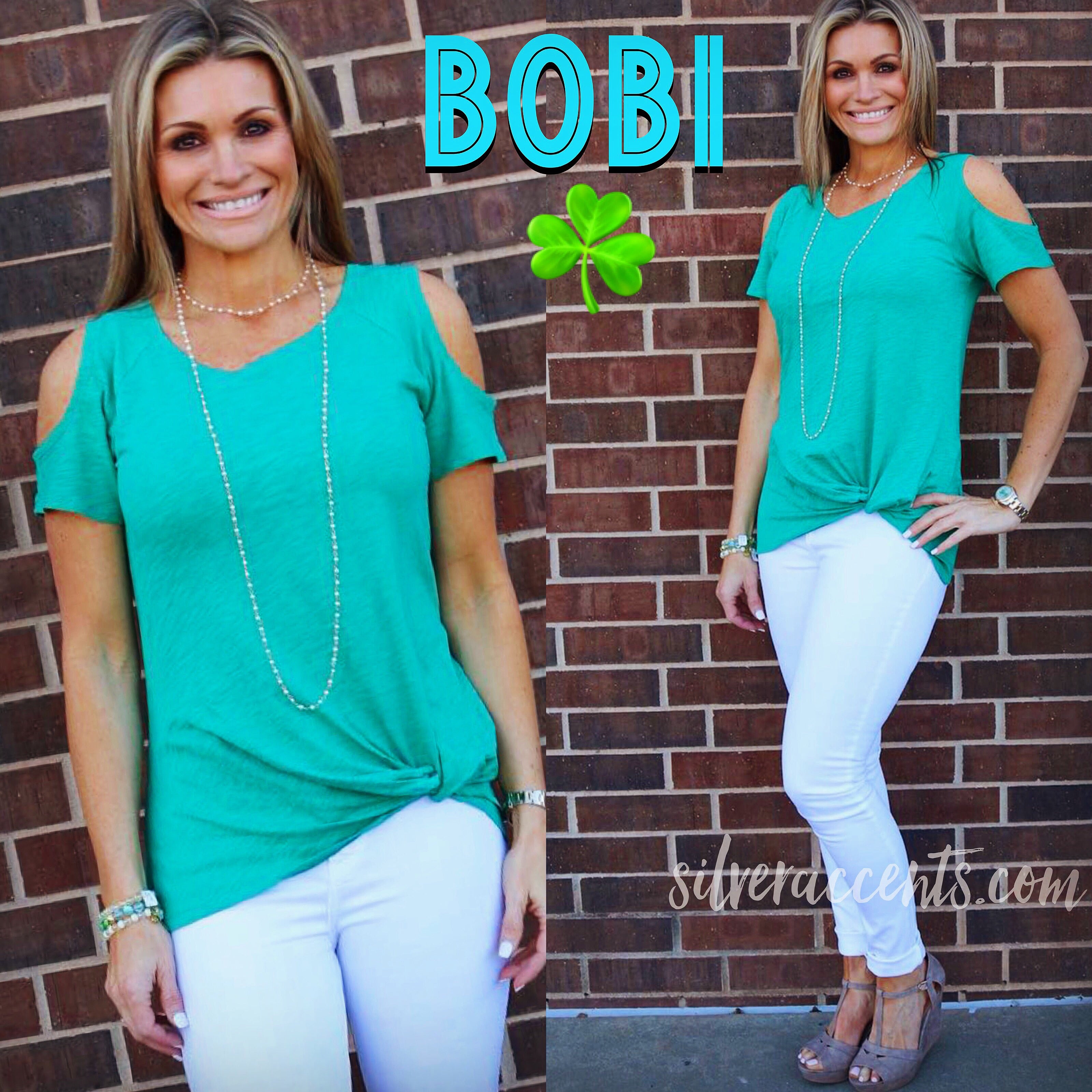 *BOBI ColdShoulder WORTH IT TwistBottom Slub Jersey Tee Top