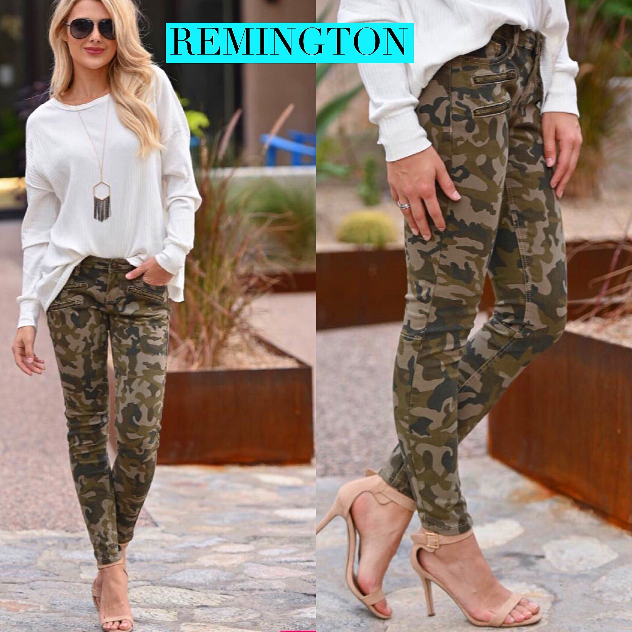 KC REMINGTON High Rise Camo Print Jeans