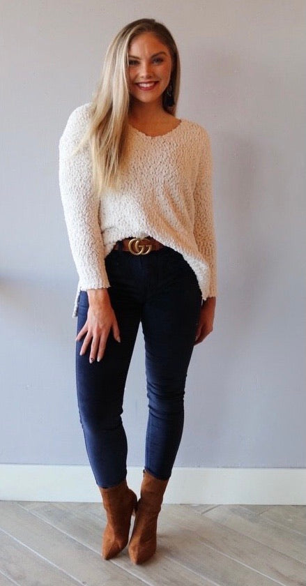 ADAPT PopcornKnit V-Neck Tunic Sweater