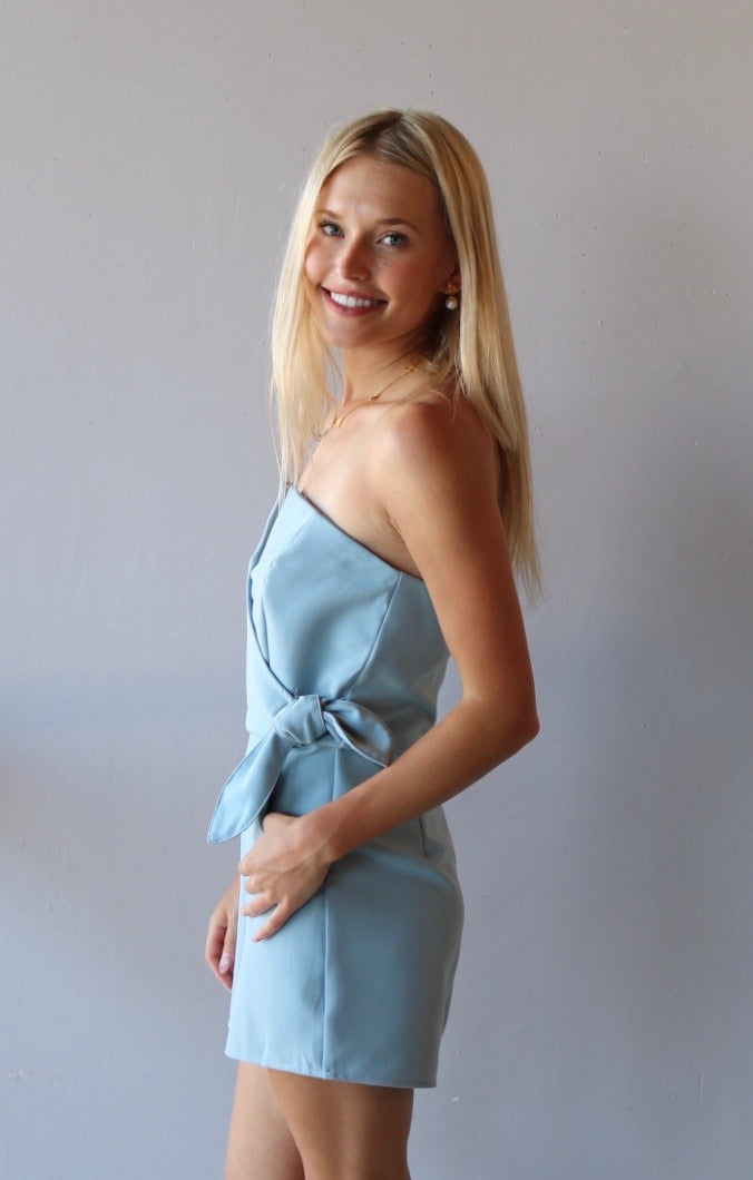 SOCIETY Cutout Strapless SideTie Knit Romper