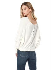 BOBI Button~Back UPSTATE Cowl~Neck Top