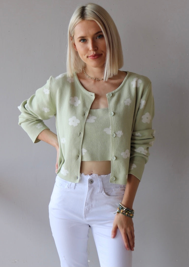 BISHOP Floral Knit Crop Tank