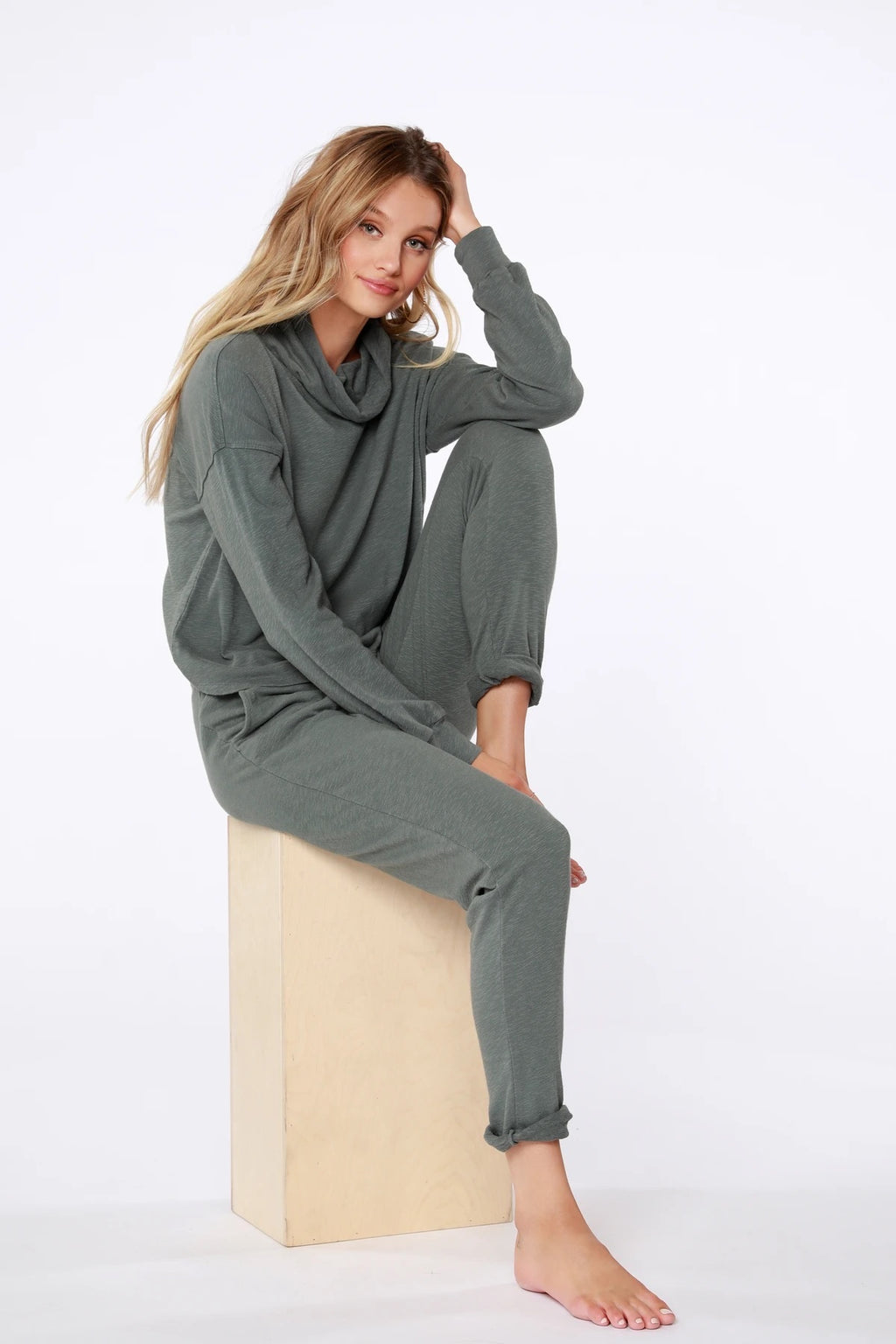 BOBI Sustainable Terry ELEVATE SlubKnit MockNeck Top