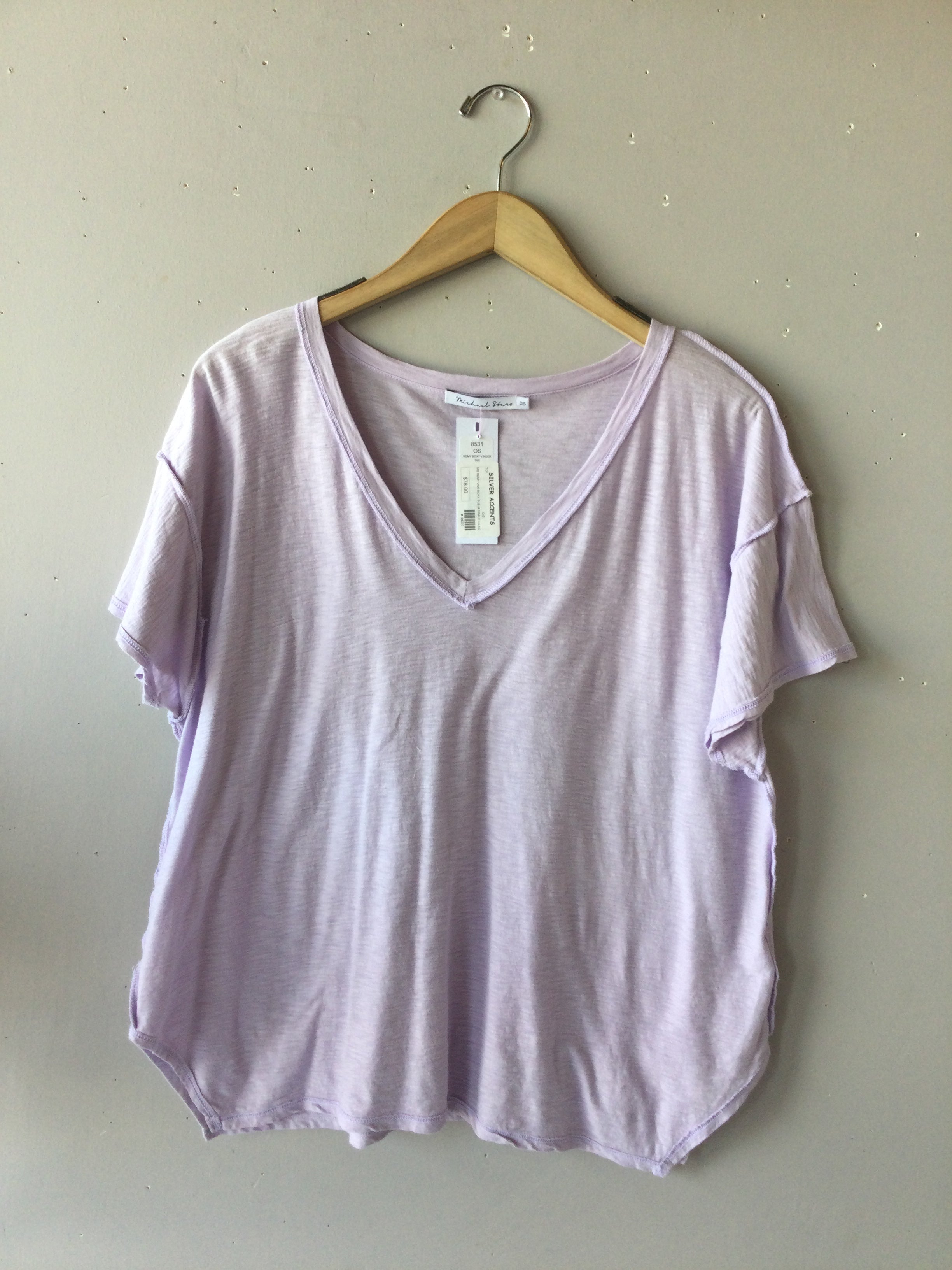 MICHAEL STARS V-Neck REMY SlubJersey Tee