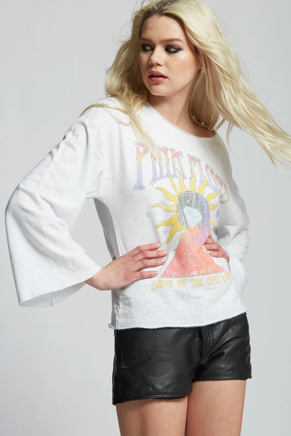 *RECYCLED KARMA Pink Floyd Shine On BellSleeve Top