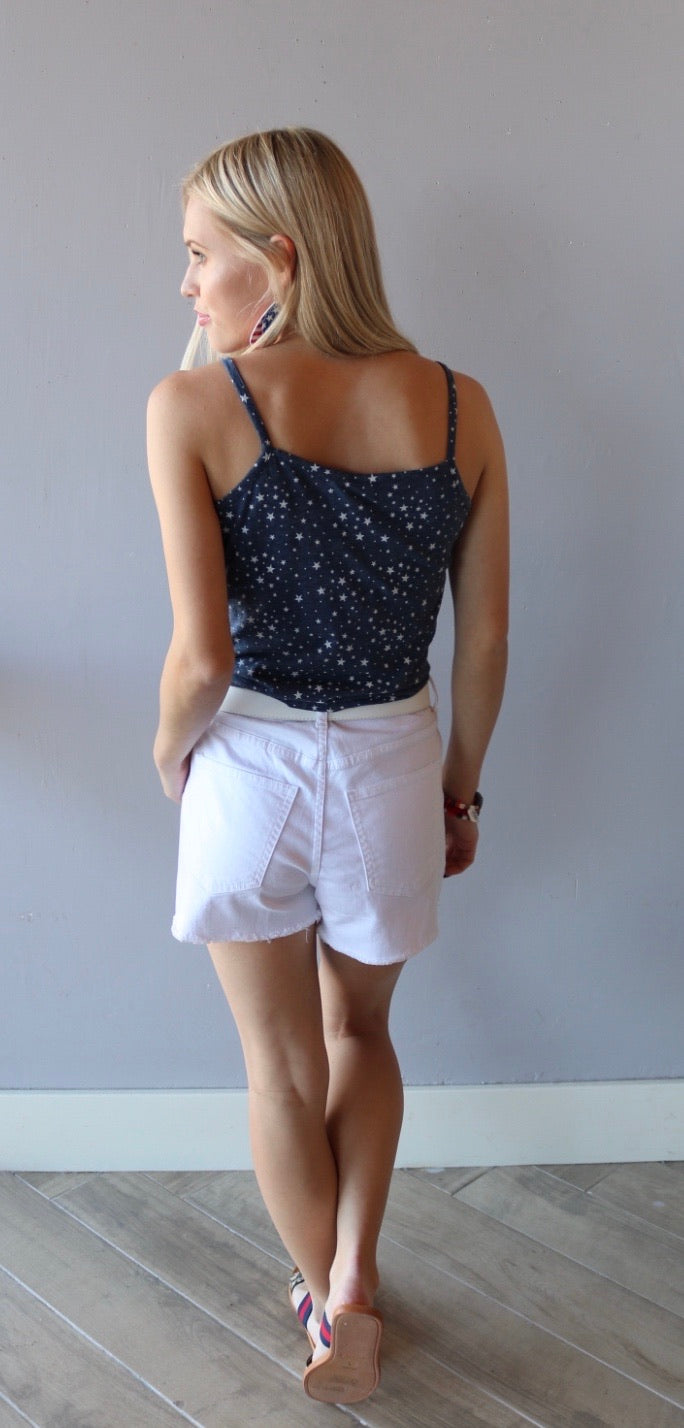 BOBI Star Print BRILLIANCE TieFront JerseyKnit Cami Top