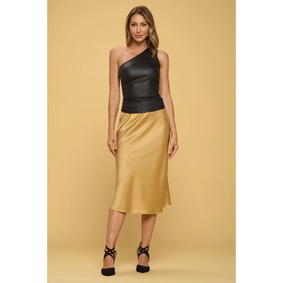 COUNTER OneShoulder Vegan Leather Top